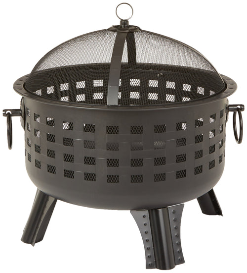 Round Steel Lattice Fire Pit with Spark Screen