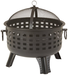 Round Steel Lattice Fire Pit with Spark Screen