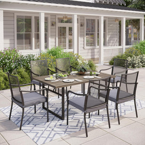 Outdoor Patio Dining Set with Textilene Chairs & Rectangular Table
