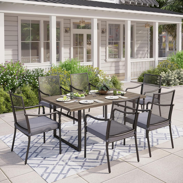 Outdoor Patio Dining Set with Textilene Chairs & Rectangular Table