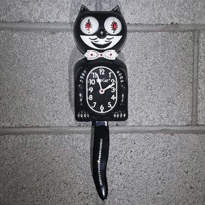 Black Jeweled Cat Wall Clock – Analog Silent Battery Powered