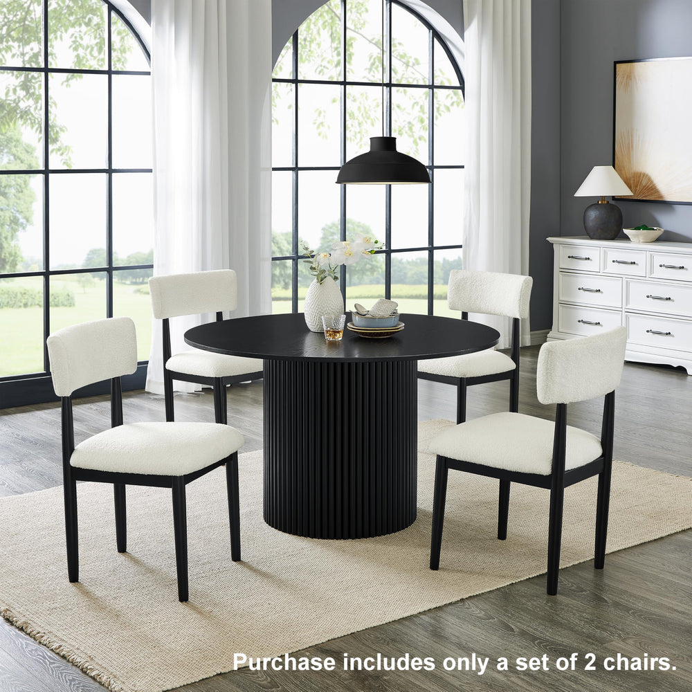 Boucle Upholstered Dining Chairs Set of 2