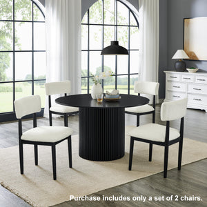 Boucle Upholstered Dining Chairs Set of 2