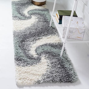 6 Ft Round Shag Area Rug – Abstract Swirl Pattern
