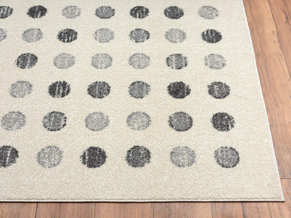 Geometric Polka Dot Area Rug – Ivory & Black