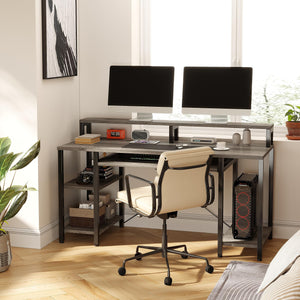 48-Inch Computer Desk with Keyboard Tray, Monitor Stand & Storage Shelves