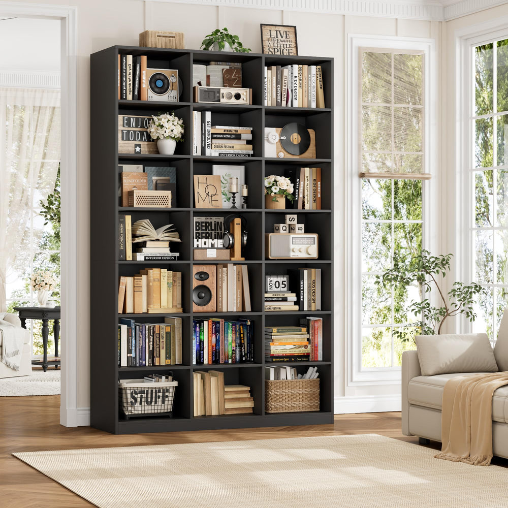 86" Tall 21-Cube Bookshelf – 7-Tier Open Storage Bookcase