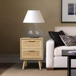 Rattan Nightstand with 2 Drawers