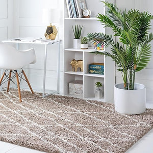 Soft Touch Shag Area Rug – Abstract Moroccan Pattern, 4x6