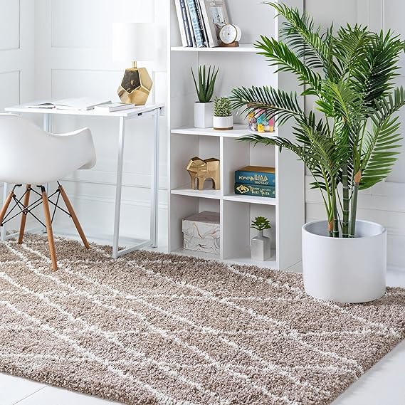 Soft Touch Shag Area Rug – Abstract Moroccan Pattern, 4x6