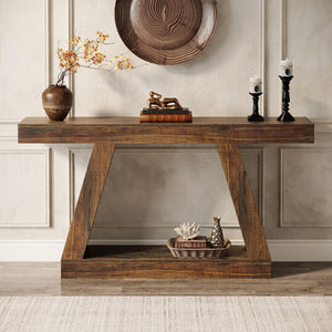 55-Inch Farmhouse Console Table with Storage