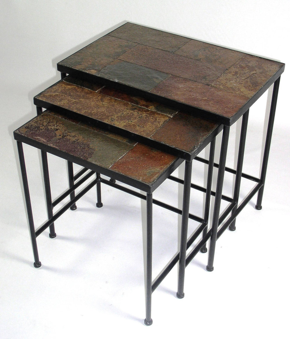 Slate Nesting Tables Set of 3 with Stone Top