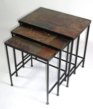 Slate Nesting Tables Set of 3 with Stone Top