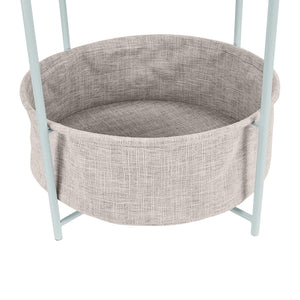 Round Metal End Table with Fabric Storage Bin