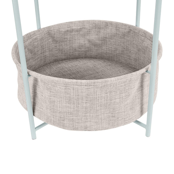 Round Metal End Table with Fabric Storage Bin