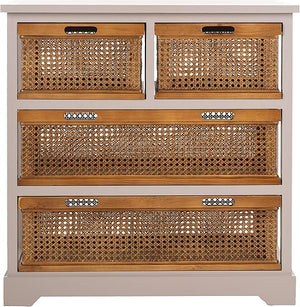 4-Drawer Storage Cabinet with Pine Wood Frame