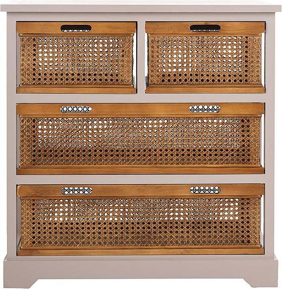 4-Drawer Storage Cabinet with Pine Wood Frame
