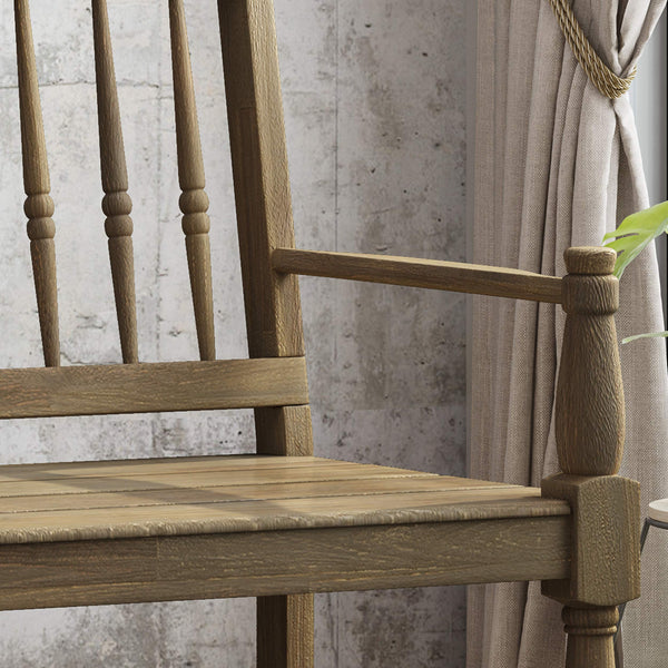 Farmhouse Acacia Wood Bench with Shelf – Gray