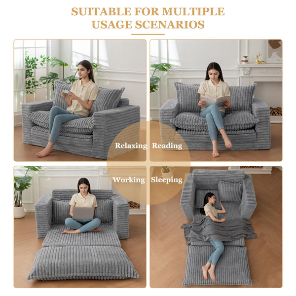 Convertible Loveseat Sleeper Sofa Bed with Cushion & Pillows