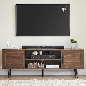 Mid-Century Modern TV Stand with Storage Cabinet – Fits TVs up to 65"