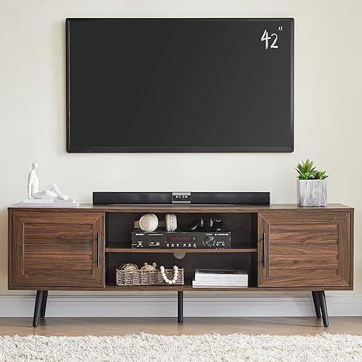Mid-Century Modern TV Stand with Storage Cabinet – Fits TVs up to 65"