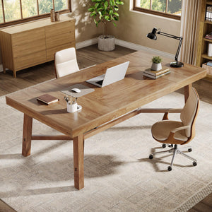 71-Inch Farmhouse Executive Desk with Metal Legs