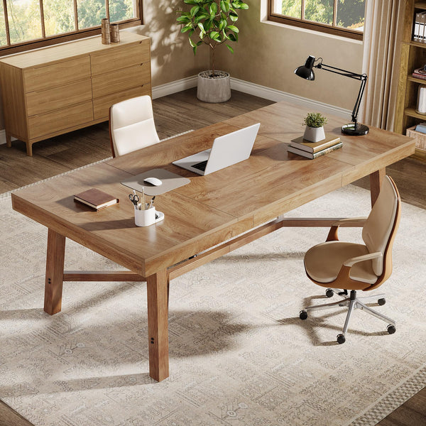 71-Inch Farmhouse Executive Desk with Metal Legs