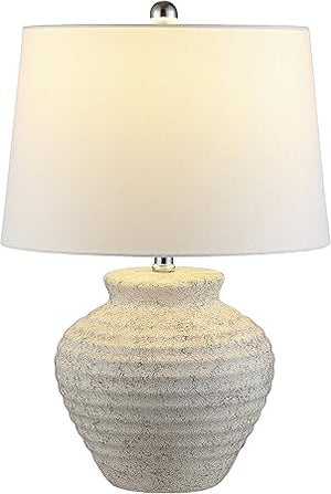 Dark Brown Ceramic Table Lamp with Fabric Shade