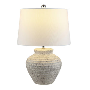 Rustic Farmhouse Ceramic Table Lamp with Drum Shade