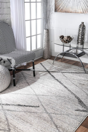 10x14 Abstract Contemporary Area Rug – Grey, Non-Slip, Stain Resistant