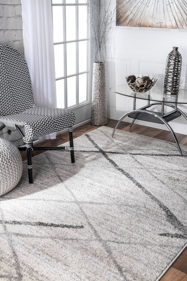 10x14 Abstract Contemporary Area Rug – Grey, Non-Slip, Stain Resistant