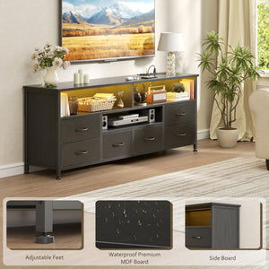 55" LED TV Stand with Drawers, Power Outlets & LED Lights