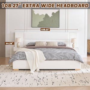 Upholstered Platform Bed Frame with Storage Drawers & Built-In Nightstands