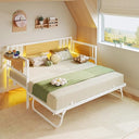 Metal Daybed with Trundle, LED Lights & Charging Station – Twin, 700 lbs