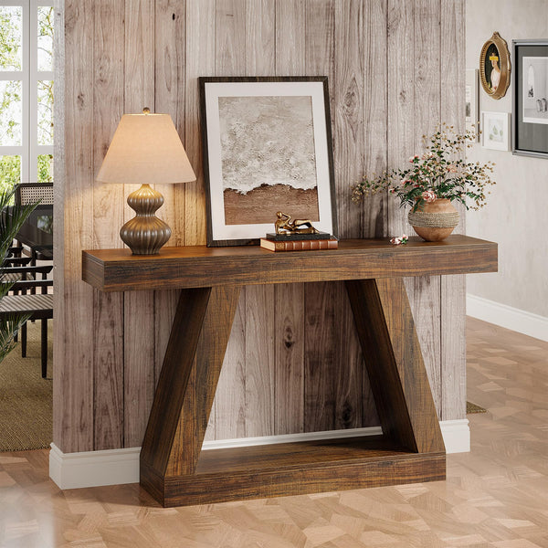 55-Inch Farmhouse Console Table with Storage