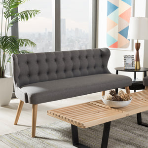 Grey Fabric 3-Seater Settee Bench