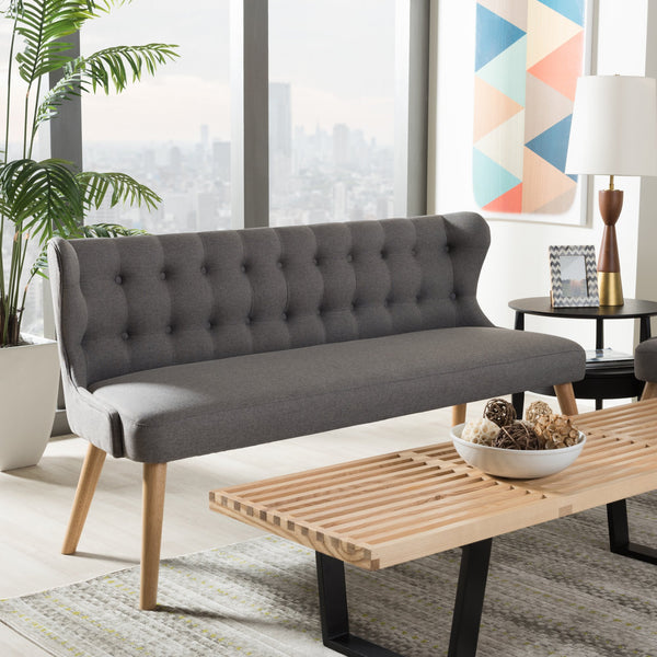 Grey Fabric 3-Seater Settee Bench