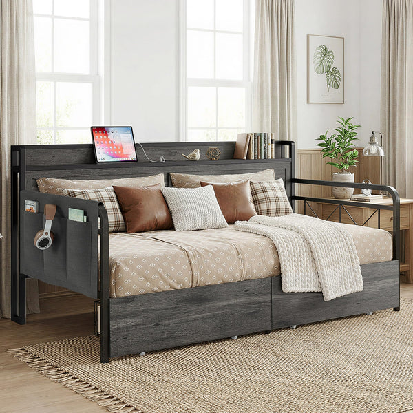 Twin Daybed with Storage Drawers & Charging Station