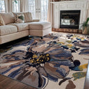 Nylon Area Rug 5'3" x 7'3" Rectangular – Floral Loop Pile, Non-Slip Backing
