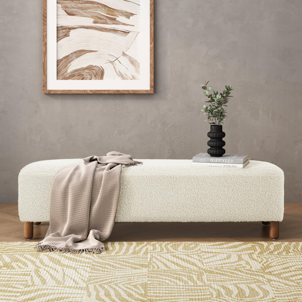 Boucle Rectangular Ottoman Bench