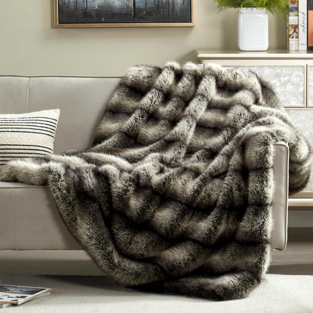 Faux Fur Throw Blanket 50x60 Inch Heavyweight Animal Print