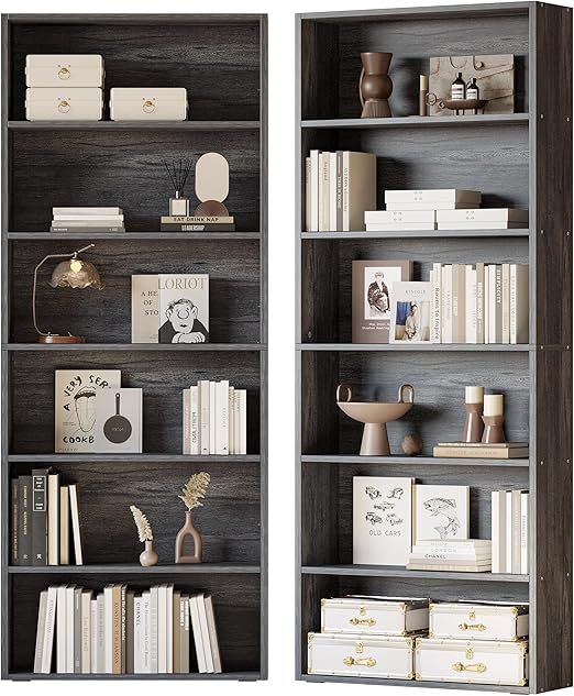 6-Tier Bookcase Set of 2 – 70 Inch Tall Floor Standing Bookshelf