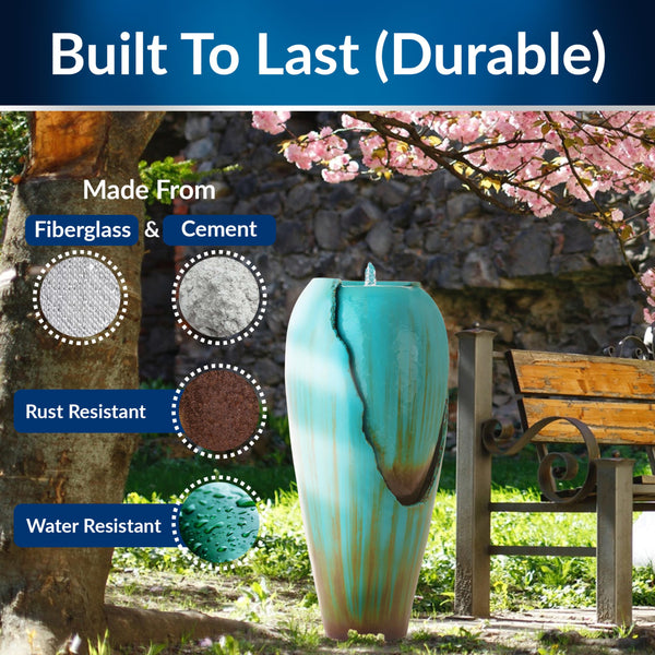 Antique Jar Outdoor Water Fountain with LED Lights
