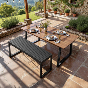 Outdoor Garden Bench – 2-Person HDPS Patio Bench with Metal Frame