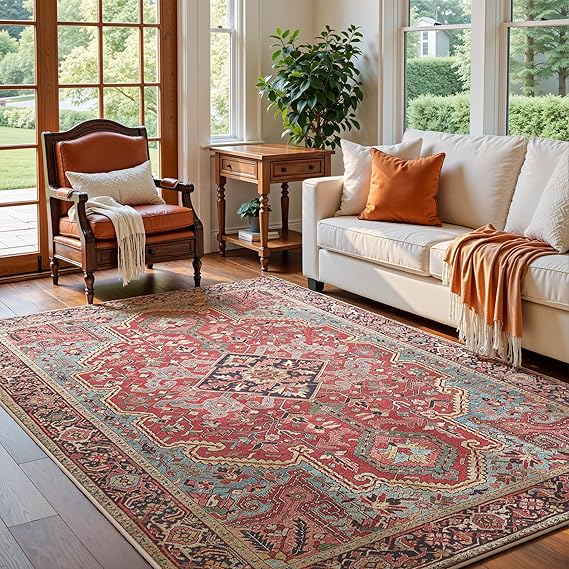 Soft Low-Pile Area Rug 5x7 | Tufted Cotton Backing | Multi-Pattern