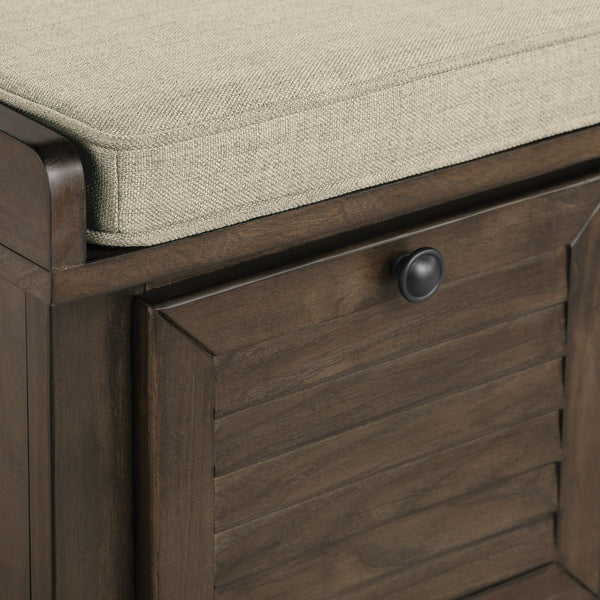 Coastal Lift-Top Storage Bench with Louvered Front