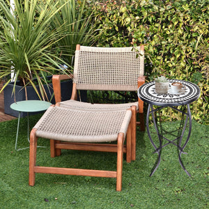 Round Mosaic Outdoor Side Table with Metal Frame