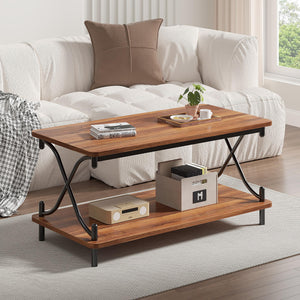 Coffee Table with Storage Shelf, 39" Retro Brown