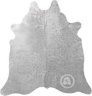 Metallic Cowhide Area Rug – Genuine Leather, 6x7-8 Ft