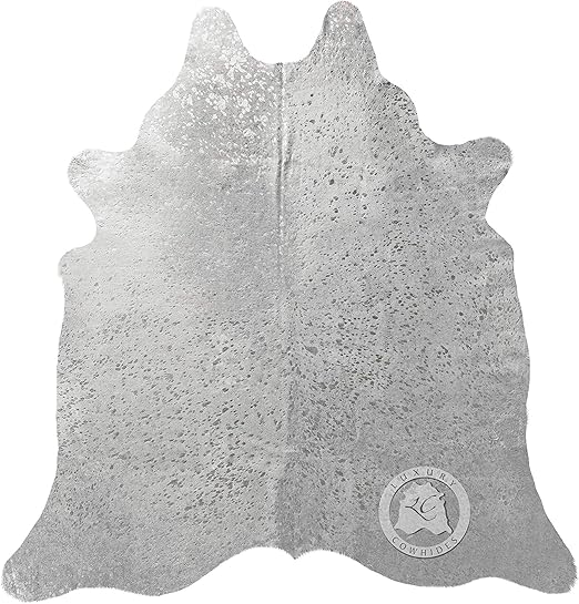 Metallic Cowhide Area Rug – Genuine Leather, 6x7-8 Ft
